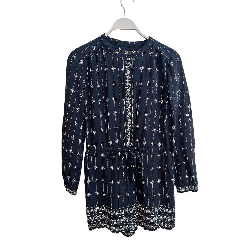 Ann Taylor Loft Petites Shorts with Long Sleeves Navy Romper Size: Small SP